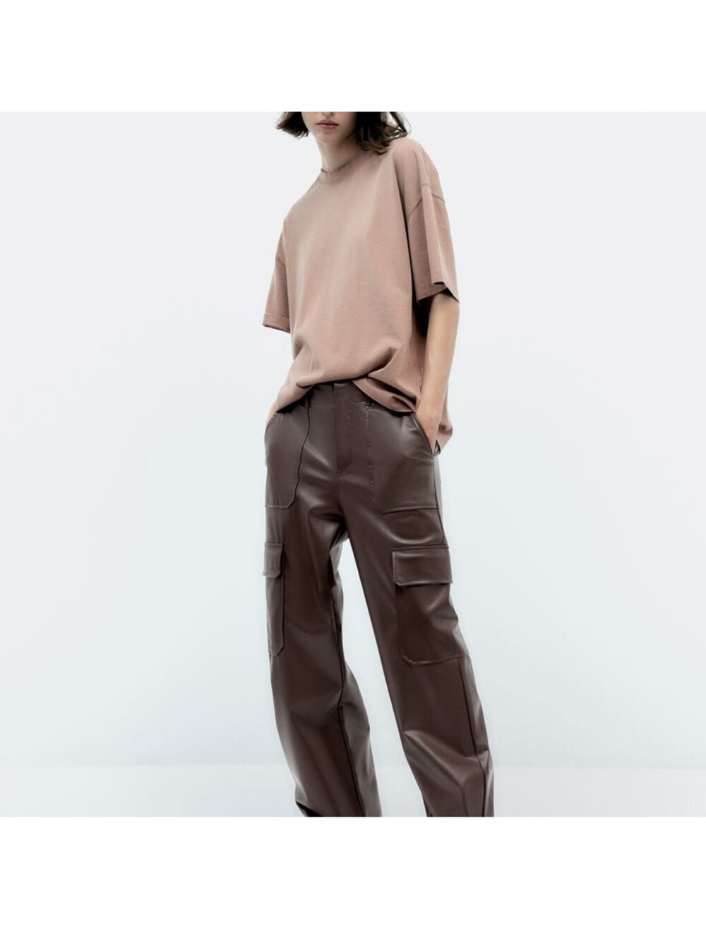 Zara Faux Leather Cargo Pants